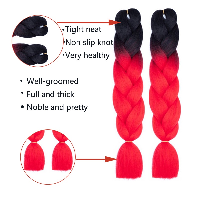 Bím Tóc Giả Thắt Bím Nhiều Màu Sắc 24 "Jumbo 100g