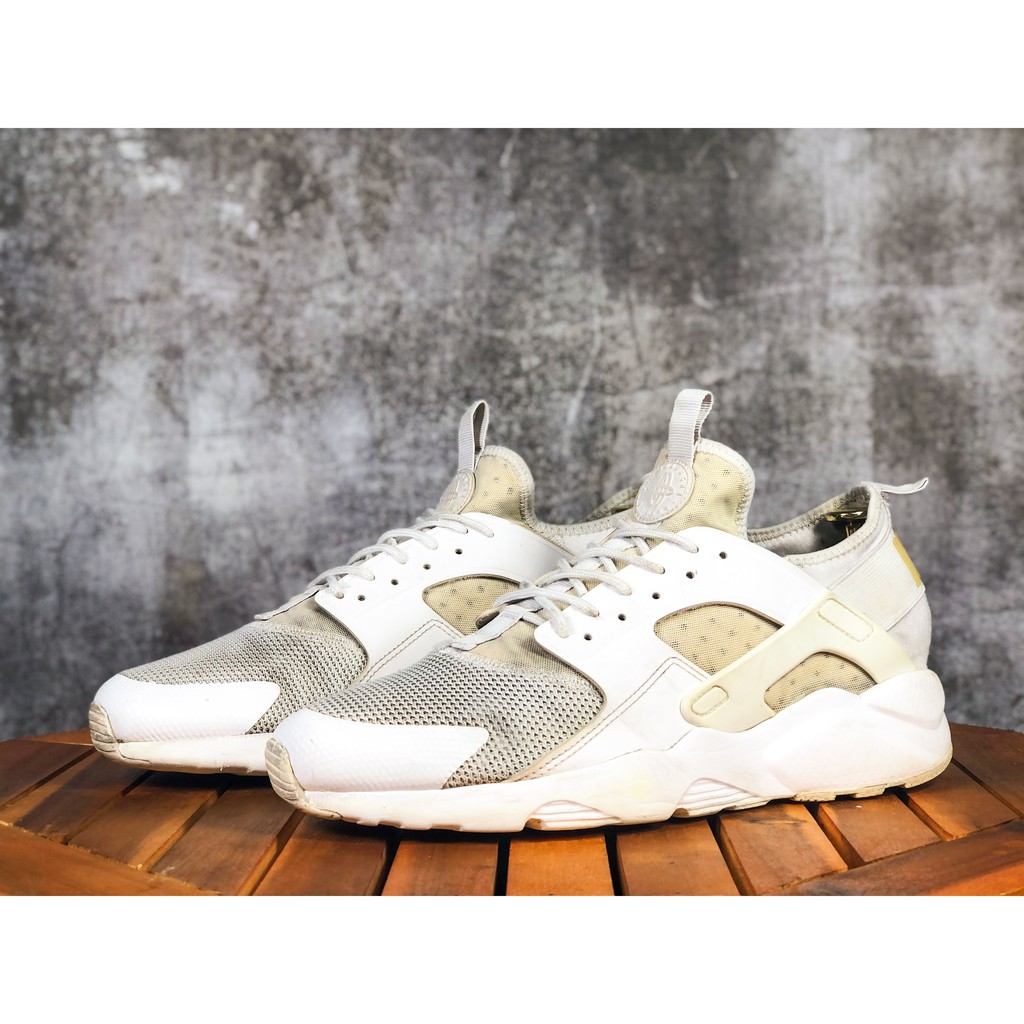 (Size 43) Giày Thể Thao Chính Hãng 2hand NIKE AIR HUARACHE RUN ULTRA TRIPLE WHITE ` < *