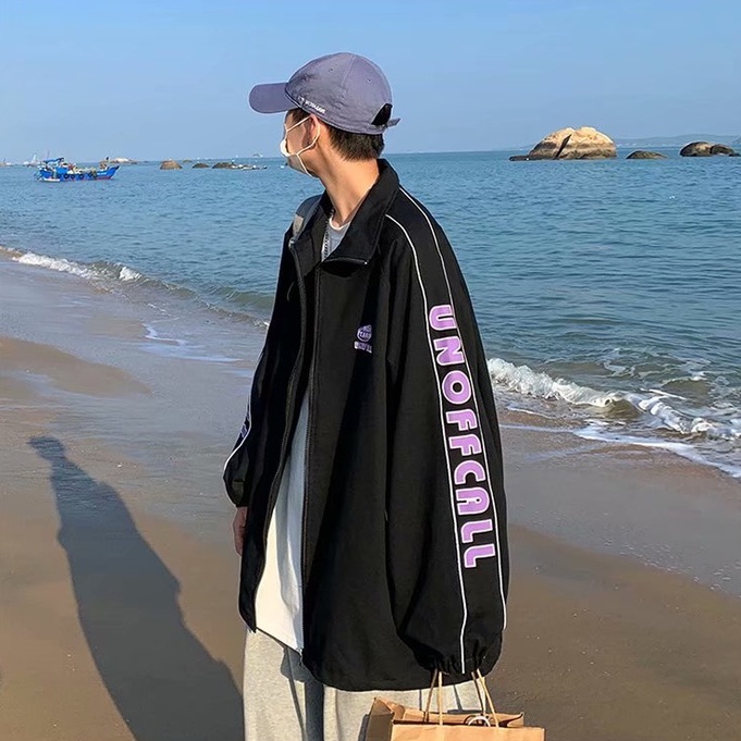 Áo Khoác Bomber Dáng Rộng In Chữ Thời Trang Hàn Quốc Cá Tính Cho Nam Nữ