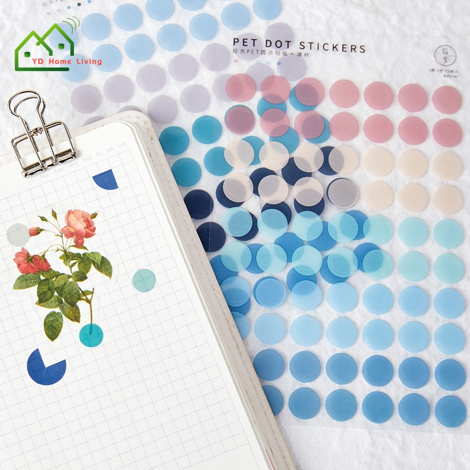 Set 3 Tờ Miếng Dán Chấm Tròn Trang Trí Sổ Tay