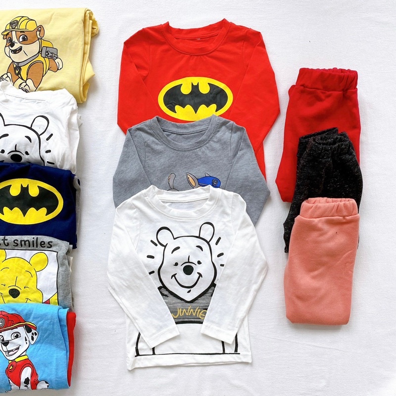 Set 2 bộ ngẫu nhiên áo cotton quần nỉ cho bé trai cực đẹp size từ 10-24 cân