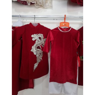 Áo dài cách tân nhung đỏ