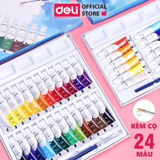 Màu nước dạng tuýp 5ml Deli - 12 màu/18 màu/24 màu - 73859 / 73860 / 73861
