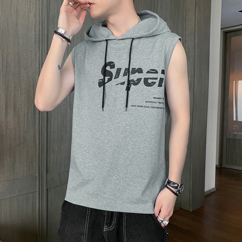 Áo Thun Cotton Sát Nách Dáng Rộng In Họa Tiết Cá Tính Cho Nam