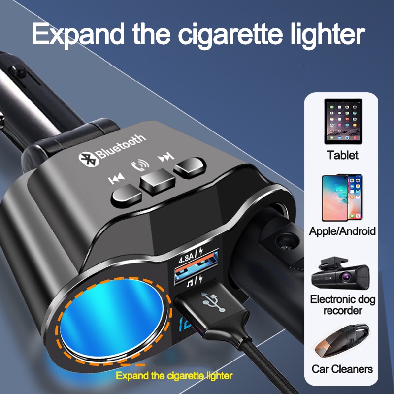 phụ kiện ô tô Tẩu Sạc 2 Cổng USB Tích Hợp Máy Nghe Nhạc Mp3 Bluetooth 5.0 FM Rảnh Tay Chuyên Dụng Cho Xe Hơi