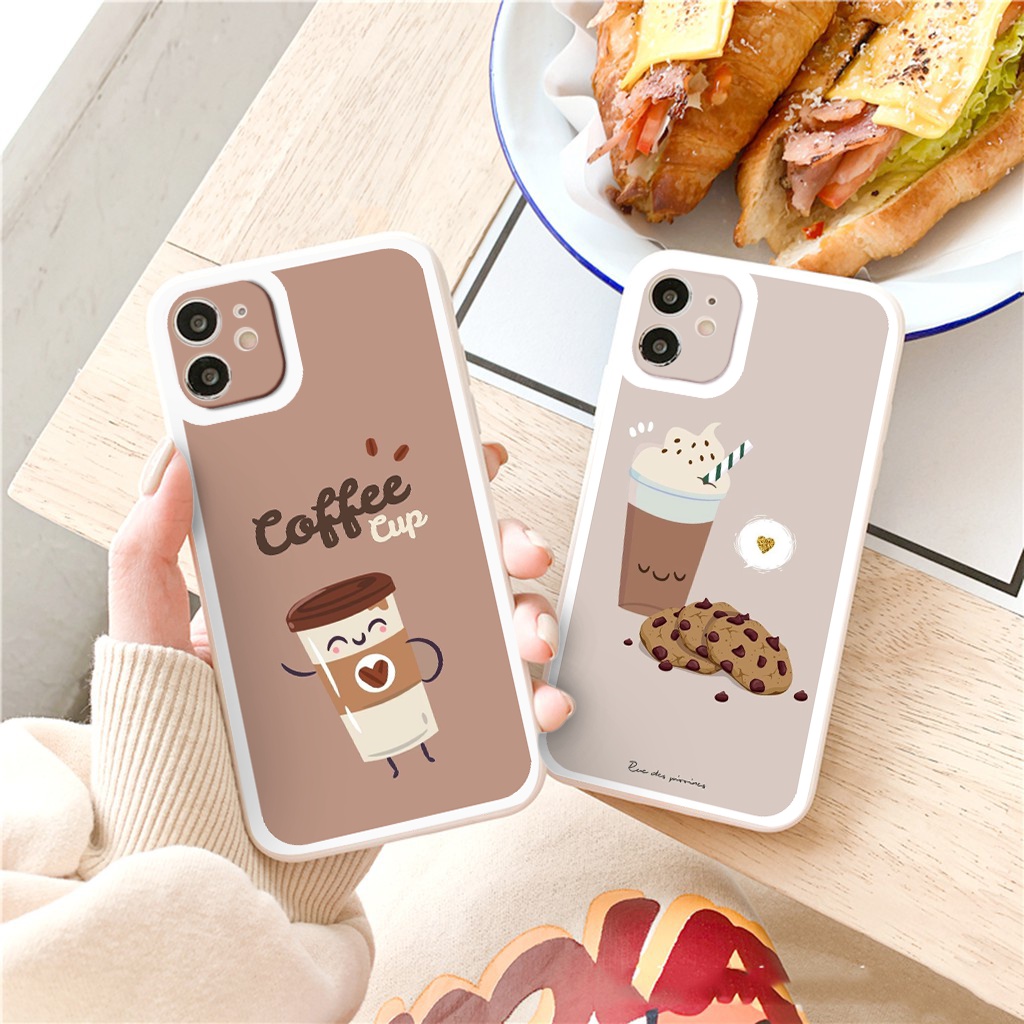 Ốp lưng iphone Coffee nâu cạnh vuông chống sốc cho iphone7plus 8plus x xsmax 11pro max 12pro 12promax13promax tr1201