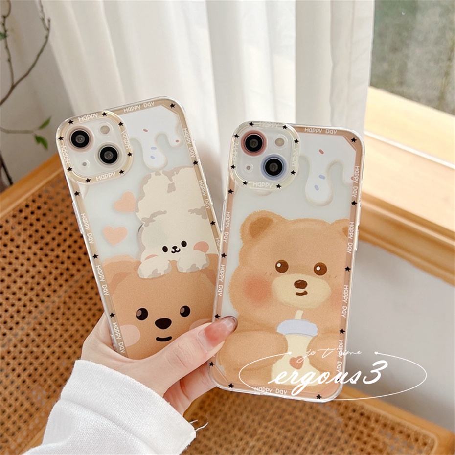 Ốp Điện Thoại Mềm In Gấu Hoạt Hình Dễ Thương Cho iPhone 14 13 12 11 Pro Max SE2020 X XR Xs Max 7 8 6 6s Plus