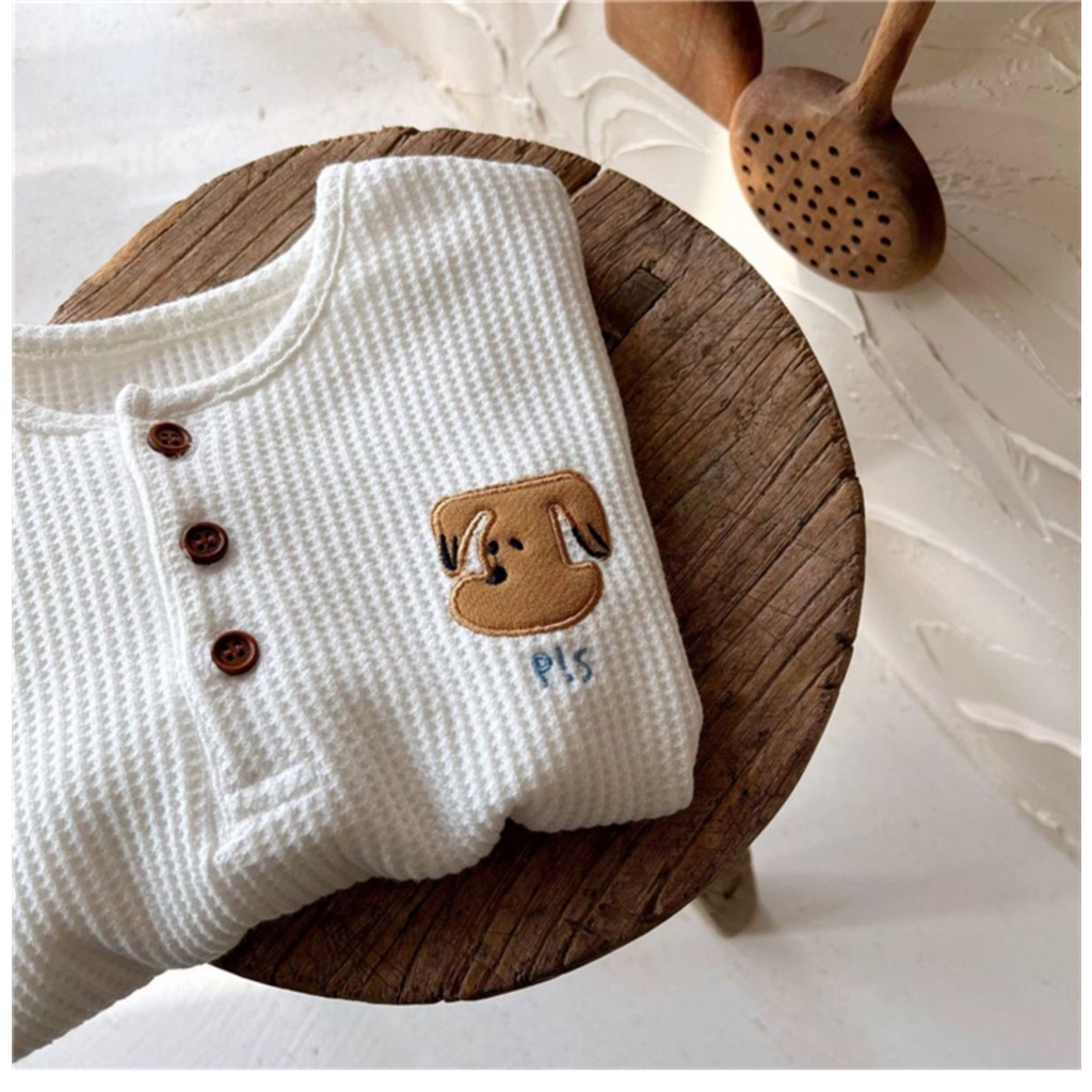 Áo Thun Sweater Cổ Tròn Tay Dài Thêu Hình Waffle Thời Trang Mùa Xuân 2022 Mới Cho Bé Trai