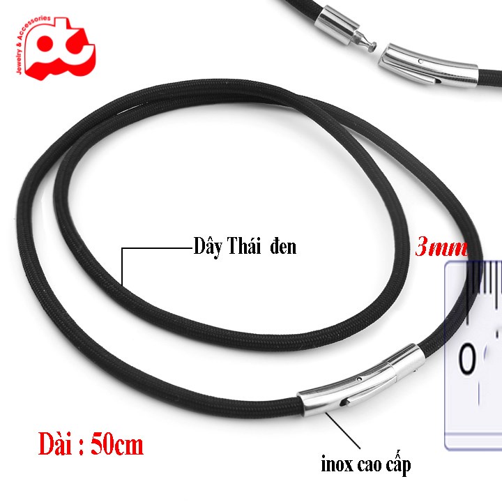 Dây chuyền nam màu đen soyong kích cỡ 3mm với thiết kế đơn giản thép không gỉ PTDCNA37