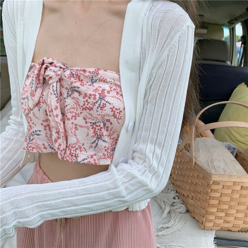 (HÀNG SẴN) Set áo quây áo cardigan + Quần ống suông rộng dài style đi biển mùa hè gợi cảm kiểu Pháp