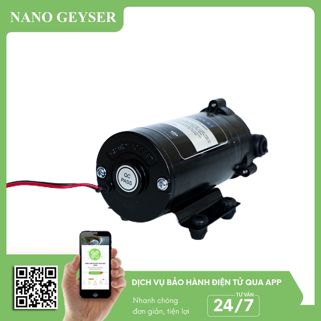 Bơm máy lọc nước 24V Nano Geyser, Bảo hành chính hãng 3 năm, Bơm tăng áp giúp hút đẩy