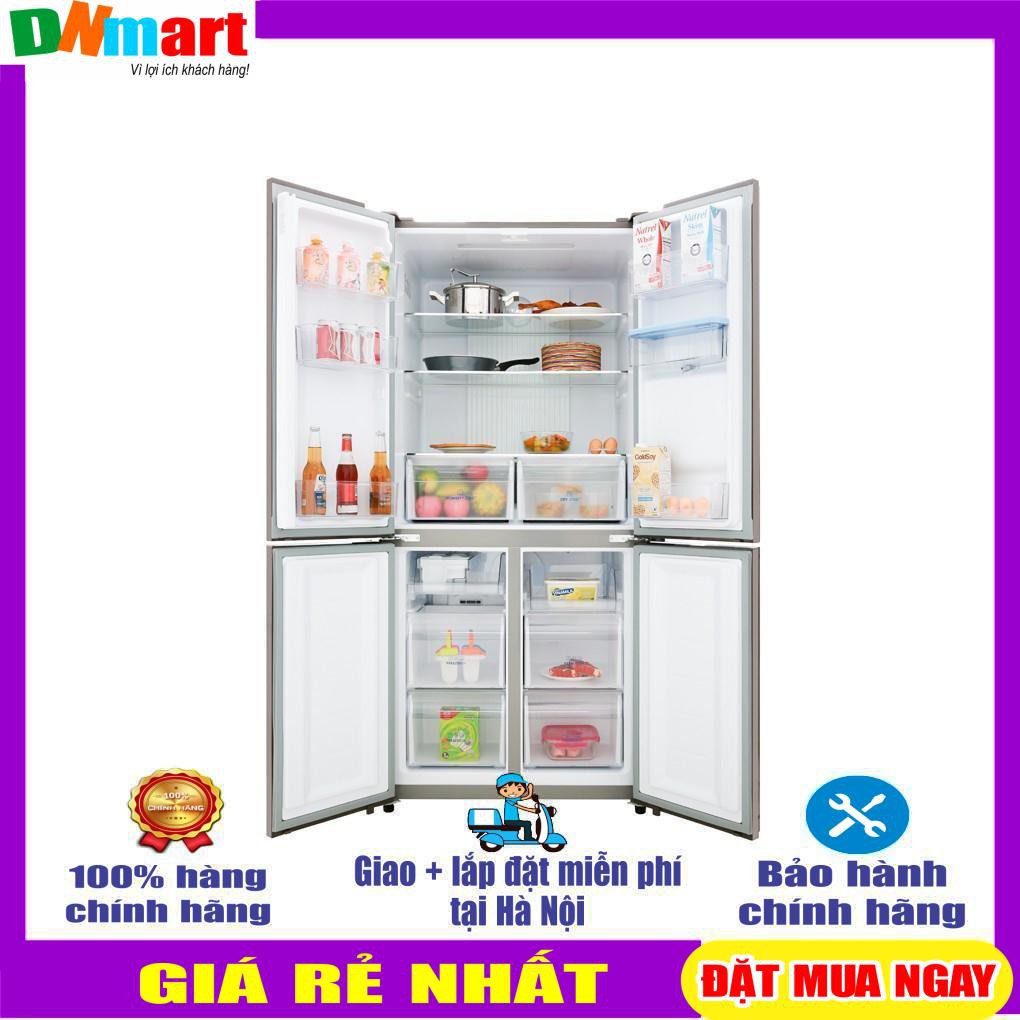 Tủ lạnh Aqua 4 cửa màu đen lấy nước ngoài AQR-IGW525EM(GB)