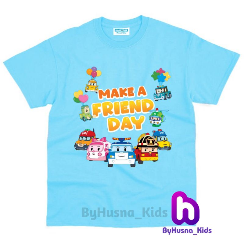 Áo thun cho bé trai và bé gái in hình hoạt hình ROBOCAR POLI dễ thương, chất liệu cotton mềm mịn thoáng mát NTShirt