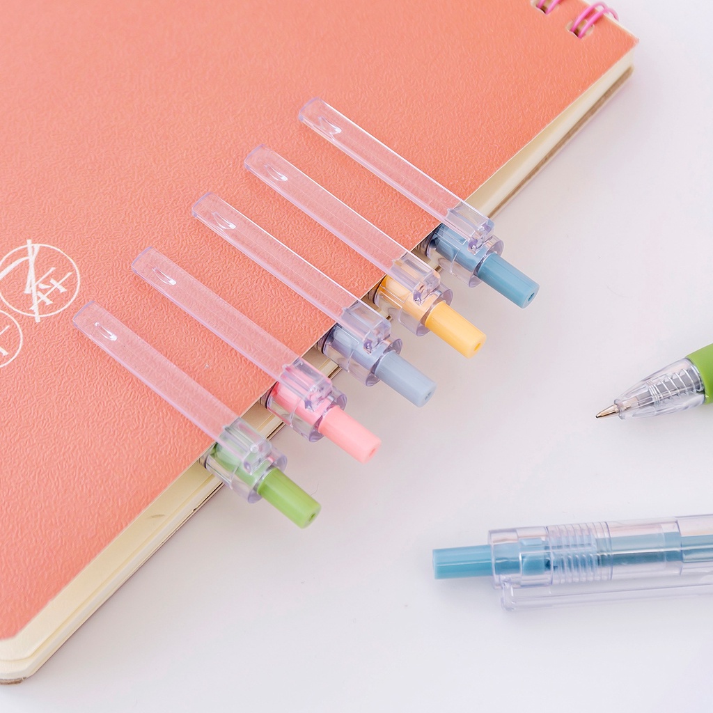 Bút bi nước mực đen ngòi 0.5mm - bút gel đen vỏ trong suốt