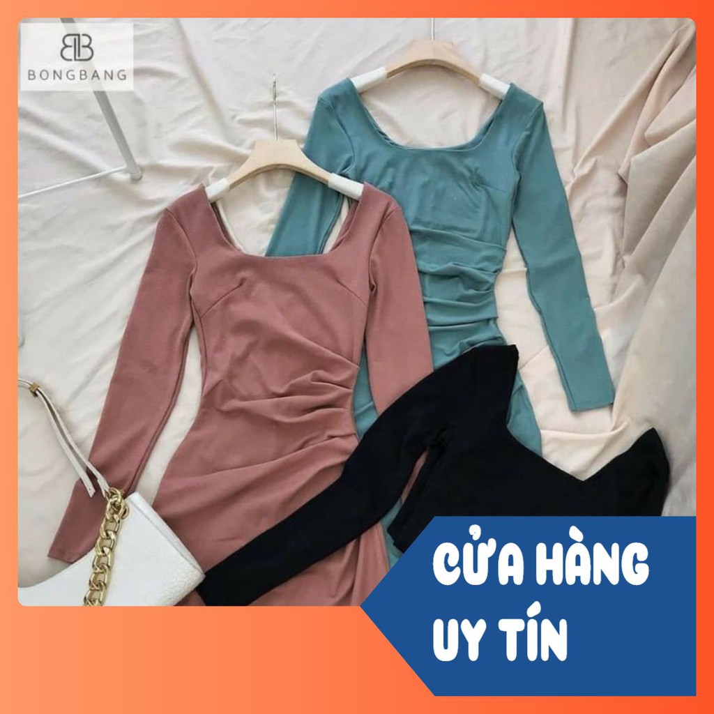 VÁY BODY ZIP NHÚN BỤNG CỔ VUÔNG ĐEN/BE/XANH | BigBuy360 - bigbuy360.vn