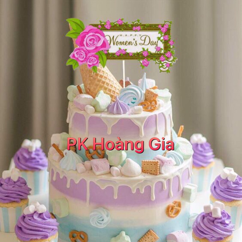 Trang Trí Bánh Sinh Nhật, Thẻ 8/3 ( 1 sét 10 cái )