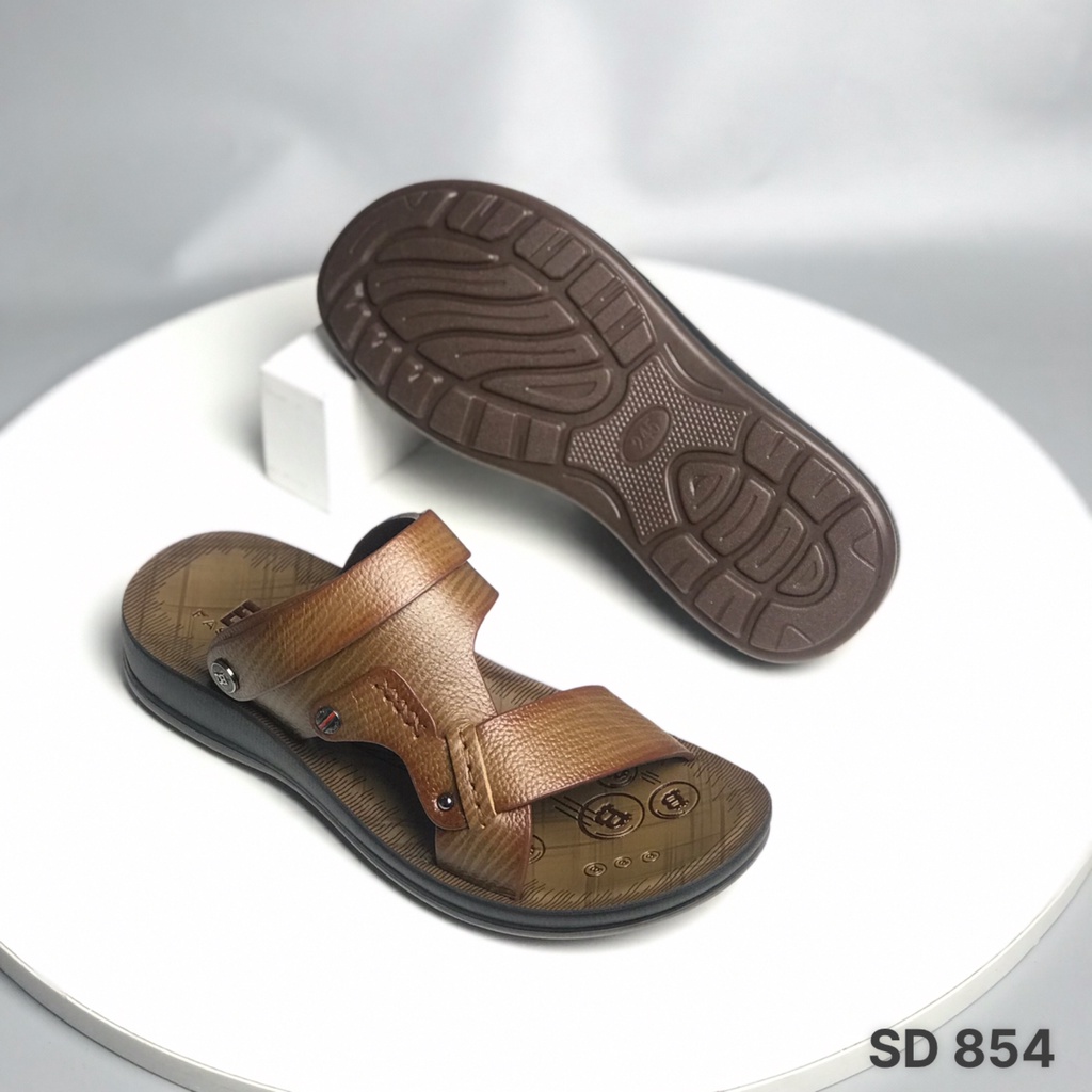 Sandal nam BQ ❤️FREESHIP❤️ Dép quai hậu trung niên da bò quai lật SD854