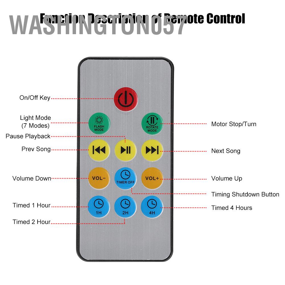 Washington057 LED Ocean Projector with Mini Speaker 2M USB Cable Colorful Projection Lamp Support Memory Card and 3.5mm Port