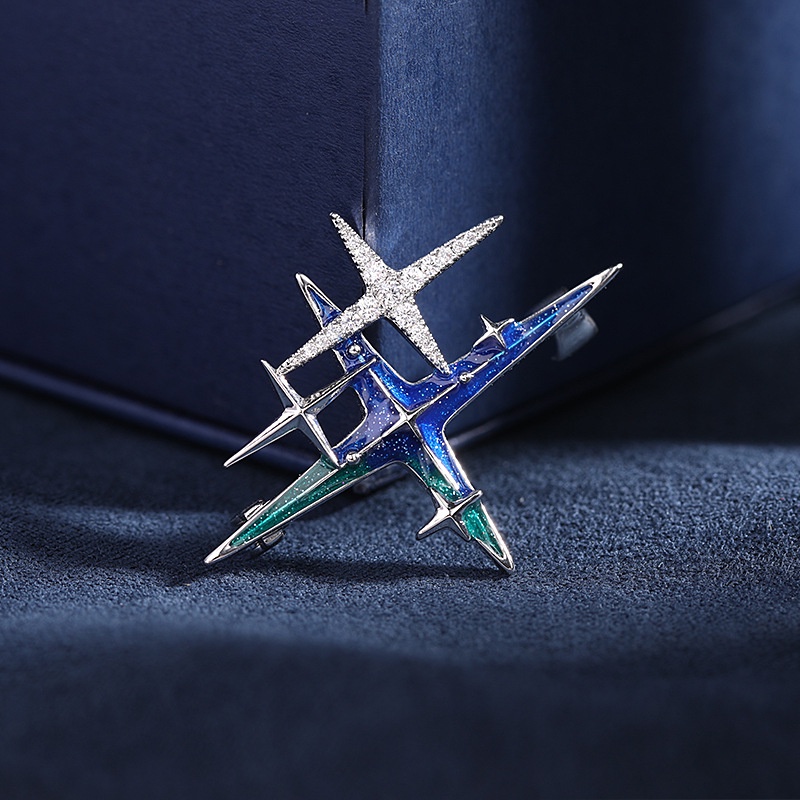 Màu xanh gradient giọt men thủ công hình ngôi sao phụ kiện ghim màu trâm