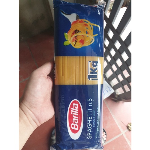 Mỳ ý hiệu Barilla sợi hình ống cỡ số 5 Spaghetti túi nilon 1 kg nhập khẩu Italia