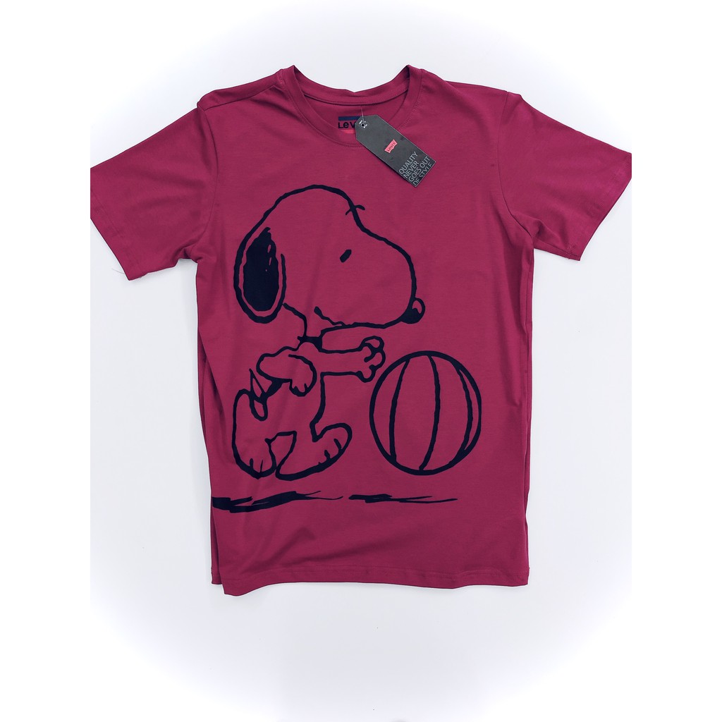 Áo thun Levis Snoopy hồng dâu form unisex nam nữ