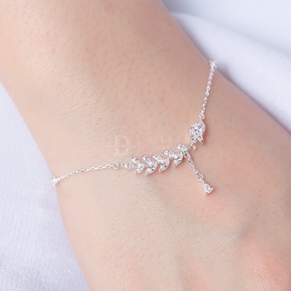 Vòng tay bạc 925 kiểu lá olive & đá rơi - lắc tay bạc lá oliu đính đá trắng lấp lánh tiểu thư 675vth ddreamer