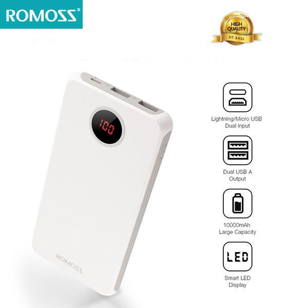 Pin Sạc Dự Phòng 10000mAh Romoss Horus 10 2 Cổng Input - BH 1 Năm | Romoss HO10 10000mAh - Hưng Long PC