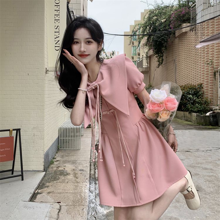 ❤Váy babydoll Đầm Hồng Tay Phồng Ôm Dáng Mẫu Mới 2022 Thời Trang Mùa Hè Cho Nữ
