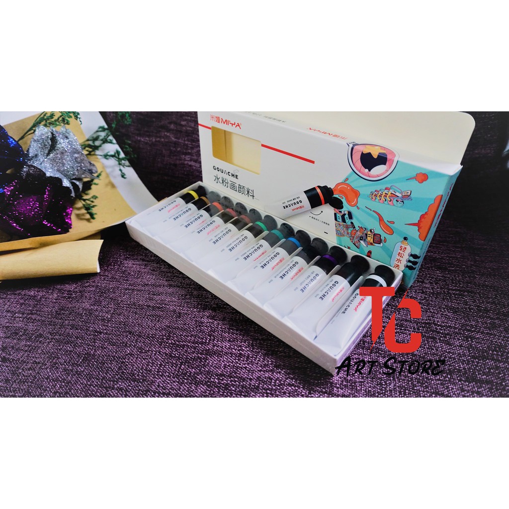 [TC ART] Bộ màu Gouache 12/18 MIYA dạng Tuýp (12ml)