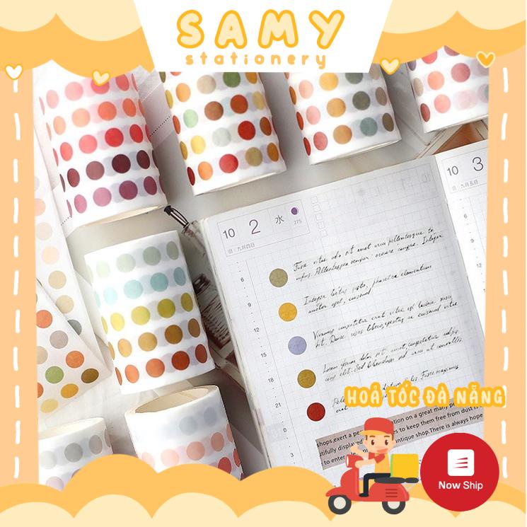 Washi Sticker Chấm Dài 3 Mét Trang Trí Sổ Tay Bullet Journal