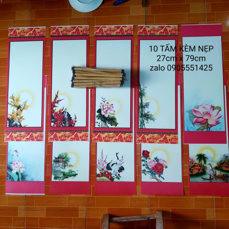 Bộ 10 tấm giấy viết thư pháp KÈM NẸP  10 mẫu
