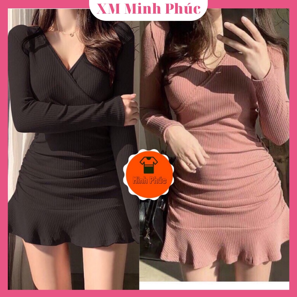 Váy Body Nhún Đuôi Cá, Đầm Body Thun Gân Hồng Và Đen Sang Chảnh Siêu Xinh Thời Trang Nữ Minh Phúc