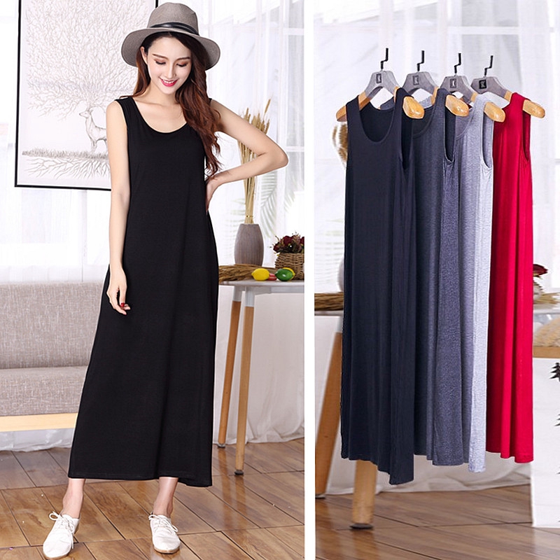 Váy 2 dây dáng suông dài rộng kiểu dáng đơn giản phong cách Hàn Quốc dành cho nữ | BigBuy360 - bigbuy360.vn