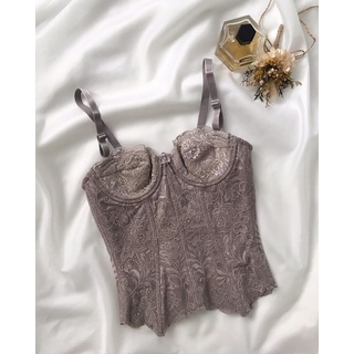 Áo corset xám vạt nhọn 2hand(C65)