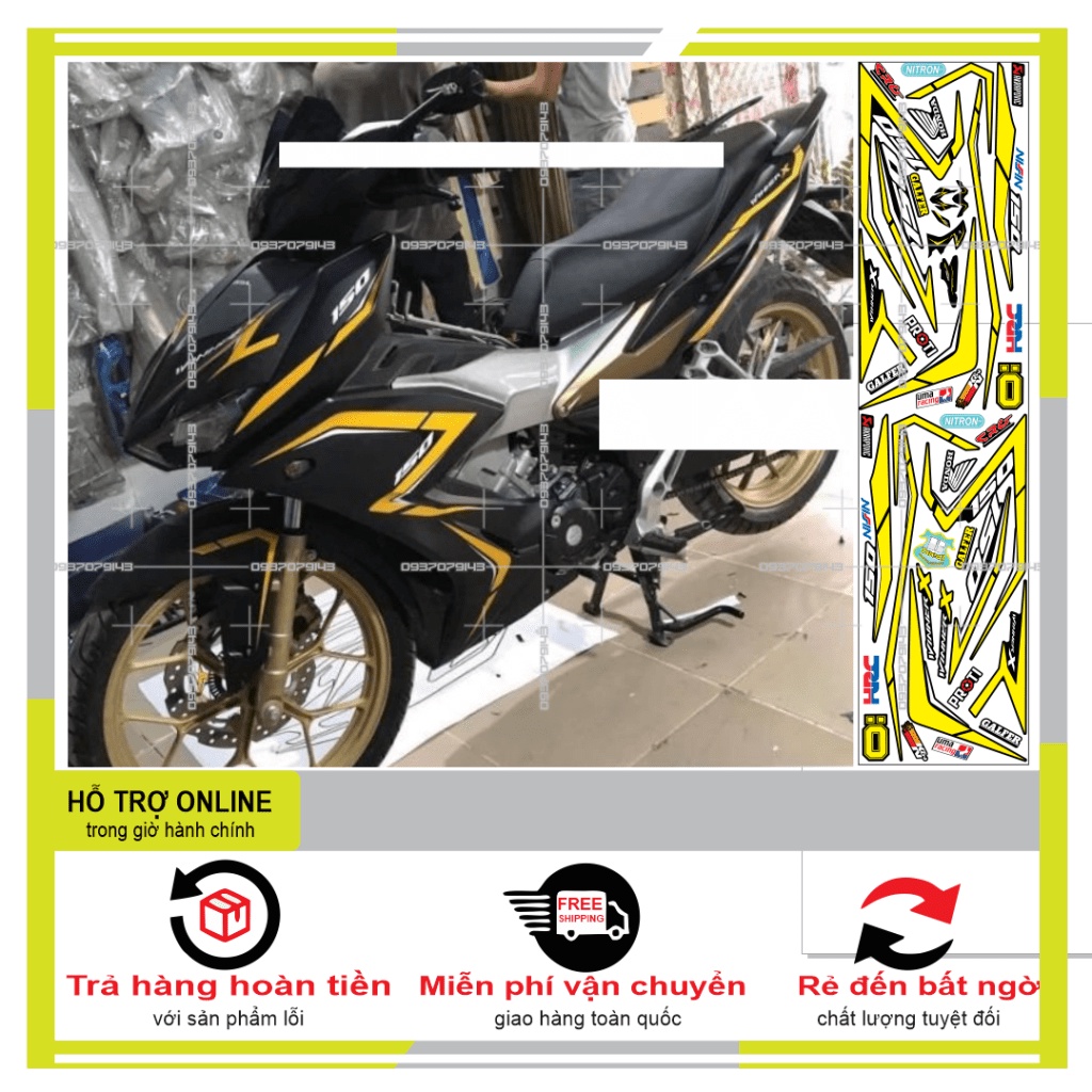 TEM XE WINNER X VÀNG ĐEN DÁN XE ĐEN -- SHIN DECAL 2