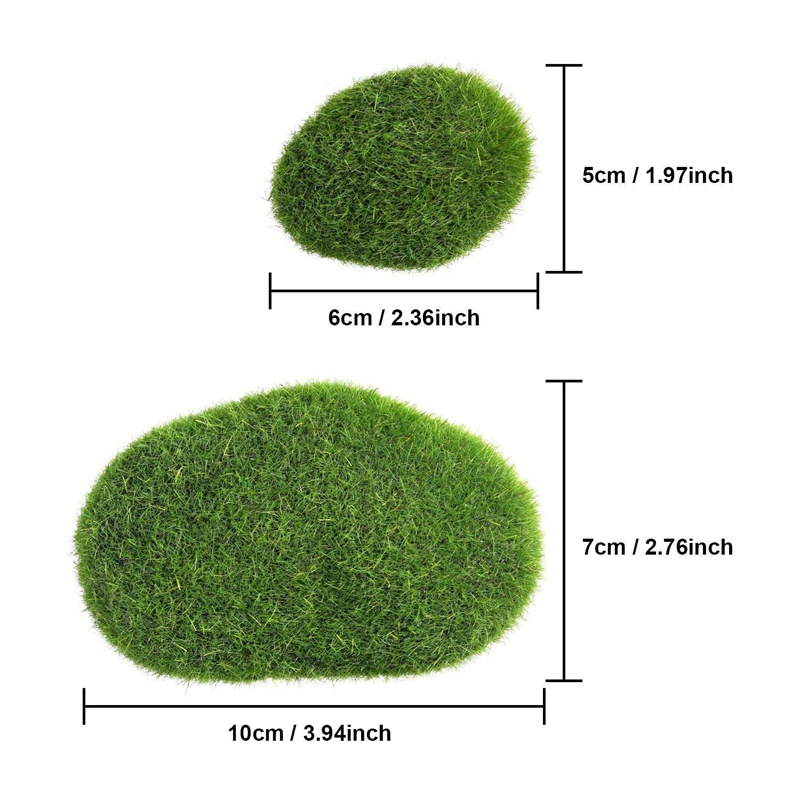 22 Viên Đá Rêu Xanh Nhân Tạo 2 Kích Cỡ Trang Trí