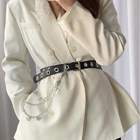 Dây Xích Đeo Thắt Lưng Phụ Kiện Quần Phong Cách punk Hiphop Với Váy Đồng Phục Kẻ Sọc JK