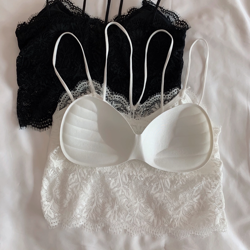 Áo lót AOWEINISI phối ren hở lưng phong cách retro Pháp quyến rũ