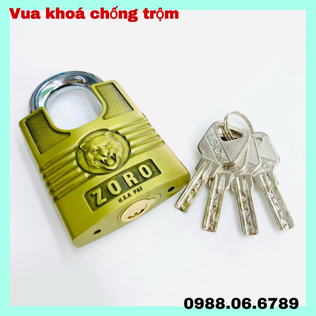 Khóa cao cấp ZORO 6 phân,đầu cọp,chìa muỗng⚡FREE SHIP⚡Công nghệ Mỹ:chống cưa-chống cắt-chống đục-chống cháy-chống nước