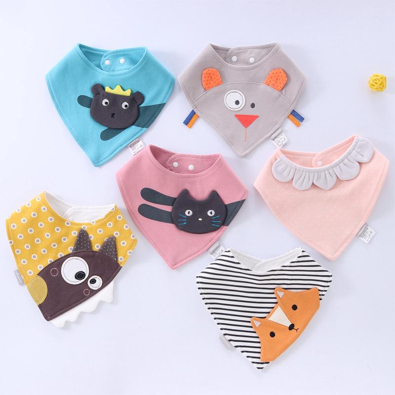 Yếm Ăn Cotton Thêu Họa Tiết Hoạt Hình Xinh Xắn Dành Cho Bé Gái