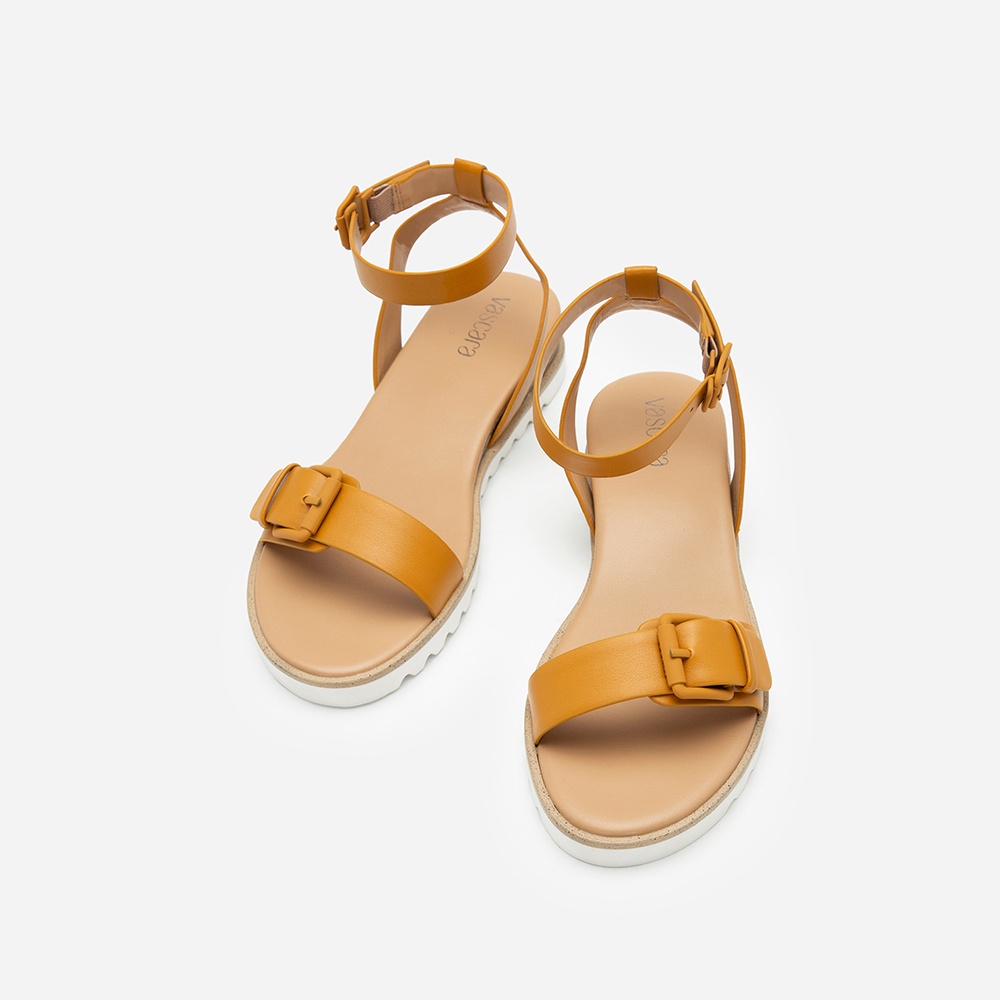 Vascara Giày Sandal Đế Xuồng Quai Phối Belt SDX 0423 Màu Vàng Đậm