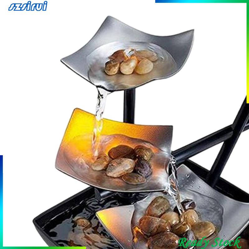 Đài Phun Nước Để Bàn Thư Giãn Sạc USB Có Bơm Đá Phong Thủy
