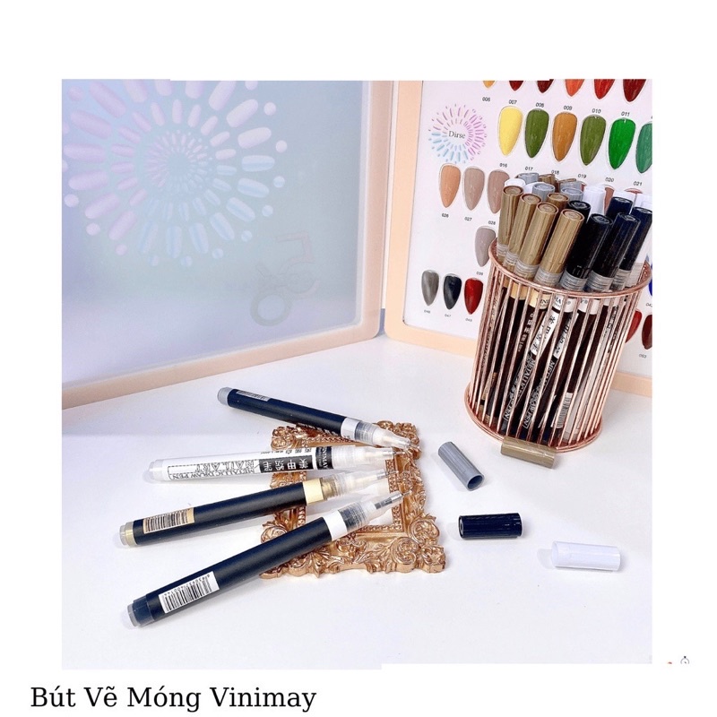 Bút vẽ vinimay vẽ móng tay nail đen trắng vàng bạc
