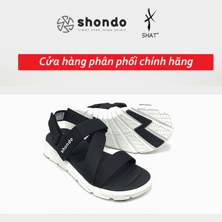 Giày sandal shondo F6 sport đen full đế trắng F6S003