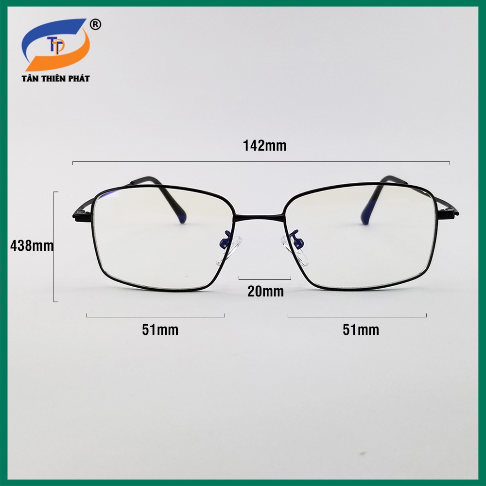 Gọng kính mắt cận nam nữ kim loại 0026 màu đen, bạc. Tròng kính giả cận 0 độ chống ánh sáng xanh, chống tia UV