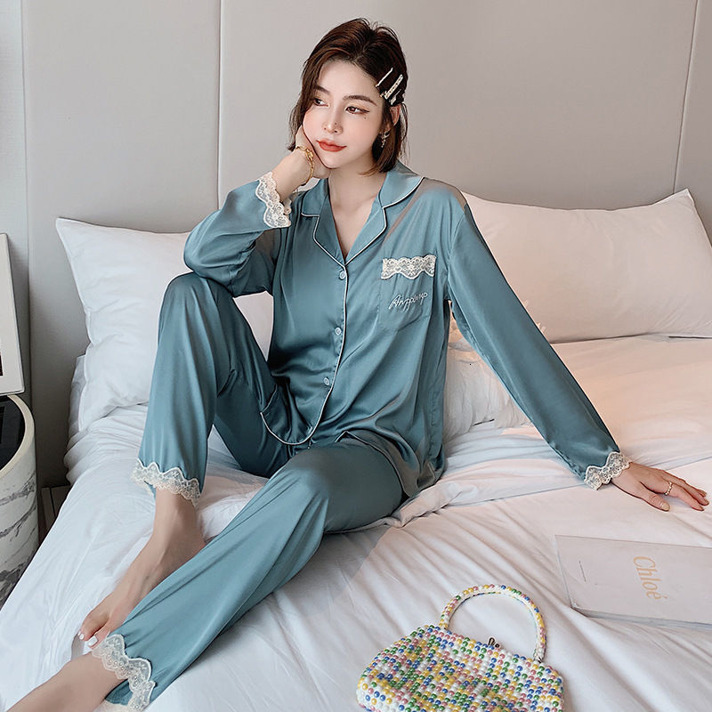 Bộ Pijama Tay Vải Lụa Phối Ren Thời Trang 2021 Dành Cho Nữ