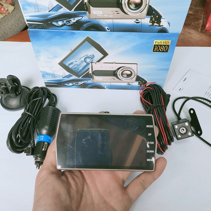 Camera hành trình ô tô V3 màn hình 4 inch Fhd1080P siêu nét - tiếng Việt - Kèm cam lùi