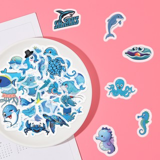 Set 40 Miếng Dán Trang Trí Hình Động Vật Biển Dễ Thương