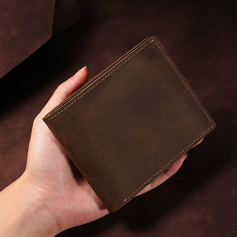 Ví Da PU Ngắn Gập Đôi Phong Cách Vintage Đựng Tiền / Thẻ Dành Cho Nam Giá Đỡ