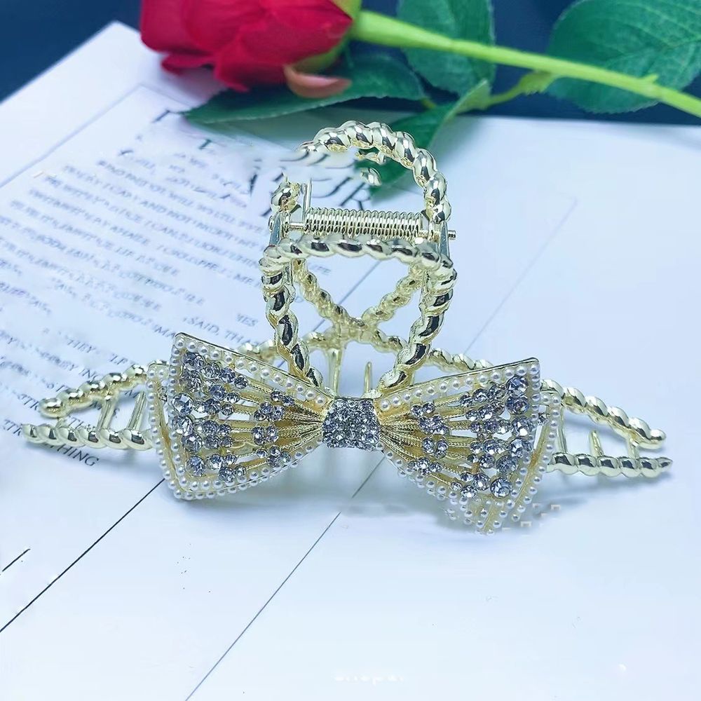 Kẹp tóc hình nơ/hoa cỡ lớn bằng kim loại phong cách Hàn Quốc thời trang cho nữ